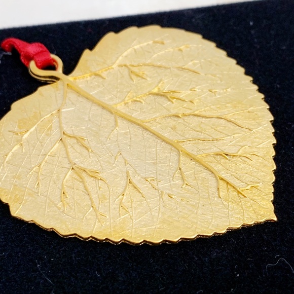 Gold Plated Pewter Aspen Leaf Ornament NEW - Picture 2 of 6